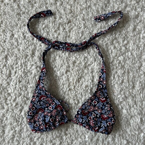 Abercrombie Triangle Bikini Top Blue Floral Size XS - Picture 1 of 3